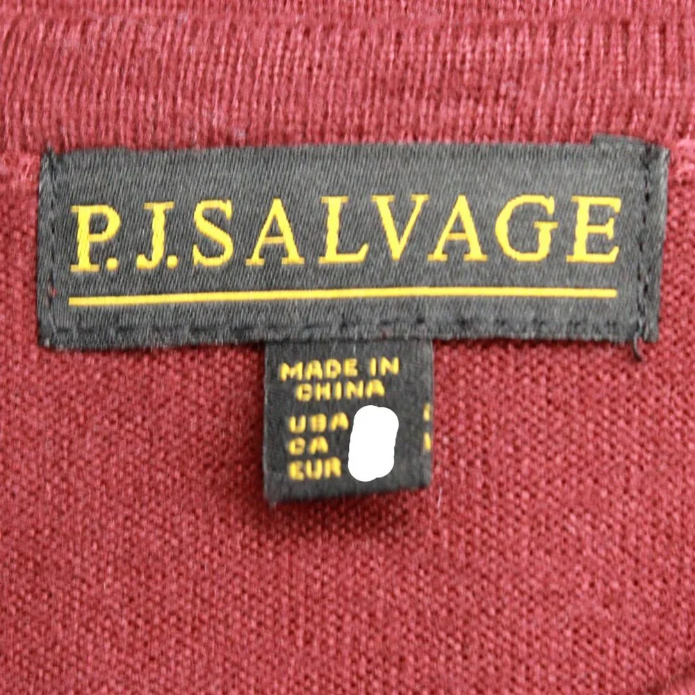 P.J.Salvage Woman Burgundy "Keepin' it COZY" Fleece Pajamas Top Large - Picture 9 of 9